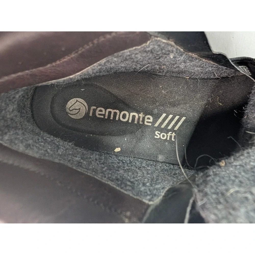Remonte Brown Leather High‎ Top Sneakers Sz 38 Side Zip Fleece Lined 8909200845
